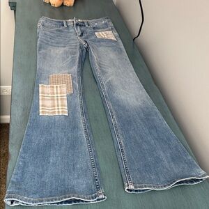 Abercrombie Kids Blue Flared Jeans with Patchwork